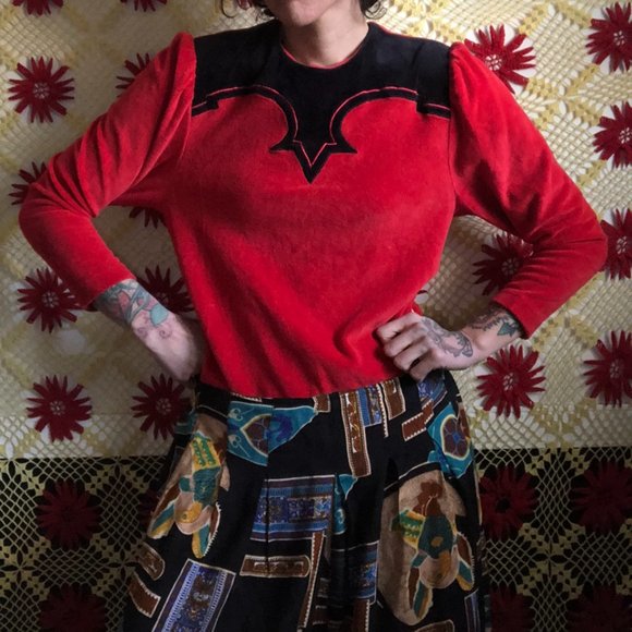 Vintage 80s Red and black Small Jumpers - Picture 2 of 4